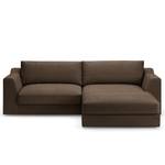 Ecksofa Dixwell mit Longchair Webstoff Palila: Espresso - Longchair davorstehend rechts