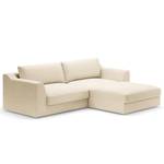 Ecksofa Dixwell mit Longchair Webstoff Palila: Creme - Longchair davorstehend rechts