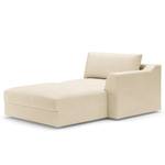 Hoekbank Dixwell met chaise longue Geweven stof Palila: Crèmekleurig - Longchair vooraanzicht rechts