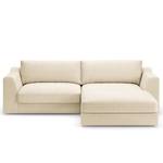 Ecksofa Dixwell mit Longchair Webstoff Palila: Creme - Longchair davorstehend rechts