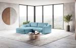 Ecksofa Dixwell mit Longchair Webstoff Palila: Hellblau - Longchair davorstehend links