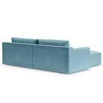 Hoekbank Dixwell met chaise longue Geweven stof Palila: Lichtblauw - Longchair vooraanzicht links