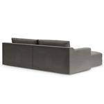 Ecksofa Dixwell mit Longchair Webstoff Palila: Fango - Longchair davorstehend links