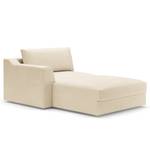 Hoekbank Dixwell met chaise longue Geweven stof Palila: Crèmekleurig - Longchair vooraanzicht links