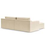 Ecksofa Dixwell mit Longchair Webstoff Palila: Creme - Longchair davorstehend links