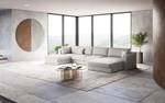 Wohnlandschaft Dixwell Webstoff Palila: Granit - Longchair davorstehend rechts / Ottomane links