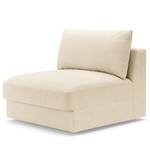 Wohnlandschaft Dixwell mit Hocker Webstoff Palila: Creme - Longchair davorstehend links / Ottomane rechts