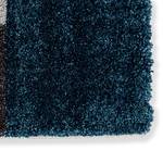 Hoogpolig vloerkleed Savona I geweven stof - Grijs/donkerblauw - 80 x 150 cm