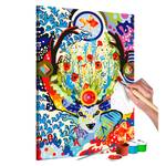 Tableau déco Deer & Flowers Peinture à points - Lin - Multicolore - 40 x 60 cm