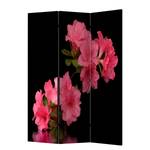 Paravent Azalea in Black Vlies - Schwarz / Pink - 3-teilig