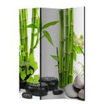 Kamerscherm Bamboos & Stones vlies - wit/groen - 3-delige set