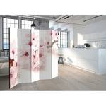 Paravent Cherry Blossom Intissé - Blanc / Rose - 225 x 172 cm