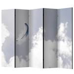 Paravent Angelic Feather (5 éléments) Intissé - Gris / Blanc - 225 x 172 m