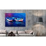 Tableau déco Abandoned Boats Lin - Bleu / Rouge - 60 x 40 cm