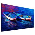 Bild Abandoned Boats Leinen - Blau / Rot - 90 x 60 cm