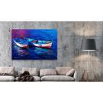 Bild Abandoned Boats Leinen - Blau / Rot - 90 x 60 cm