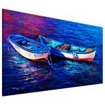 Tableau déco Abandoned Boats Lin - Bleu / Rouge - 120 x 80 cm