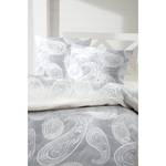 Parure de lit en satin Bellapais Coton - Blanc / Gris - 135 x 200 cm + oreiller 80 x 80 cm