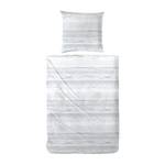 Parure de lit en satin Dachstein Coton - Blanc / Gris clair - 135 x 200 cm + oreiller 80 x 80 cm