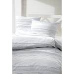 Parure de lit en satin Dachstein Coton - Blanc / Gris clair - 135 x 200 cm + oreiller 80 x 80 cm