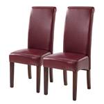 Chaises capitonnées Nello I (lot de 2) similicuir / Hévéa massif - Marron foncé - Carmin - Lot de 2