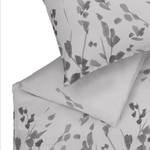 Parure de lit en satin mako Aquaflower Coton - Gris clair - 200 x 200 cm + 2 oreillers 80 x 80 cm