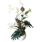 Arrangement Allium Wit - Plastic - Textiel - Hout - 15 x 100 x 15 cm