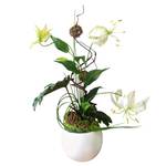 Composition florale Allium Blanc - Matière plastique - Textile - Bois/Imitation - 15 x 100 x 15 cm