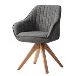 Chaise à accoudoirs Glyn Tissu structuré et imitation cuir / Chêne massif - Gris vintage & anthracite / Chêne