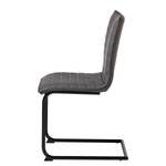 Chaises cantilever Lylen (lot de 2) Imitation cuir / Acier - Noir - Gris vintage