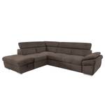 Ecksofa Barvas III Microfaser - Taupe - Ottomane davorstehend links - Schlaffunktion - Bettkasten