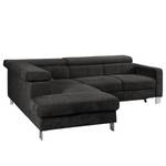 Ecksofa Baxter II Microfaser - Schwarz - Ottomane davorstehend links