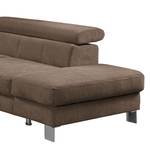 Wohnlandschaft Baxter I Microfaser - Taupe - Longchair davorstehend links / Ottomane rechts - Keine Funktion