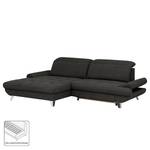 Ecksofa Gorman Microfaser - Schwarz - Longchair davorstehend links - Schlaffunktion