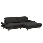 Ecksofa Gorman Microfaser - Schwarz - Longchair davorstehend rechts - Keine Funktion