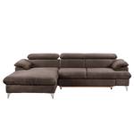 Ecksofa Coto II Microfaser - Taupe - Longchair davorstehend links - Schlaffunktion - Bettkasten