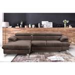 Ecksofa Coto II Microfaser - Taupe - Longchair davorstehend links - Schlaffunktion - Bettkasten