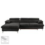 Ecksofa Coto II Microfaser - Schwarz - Longchair davorstehend links - Schlaffunktion - Bettkasten