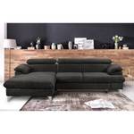 Ecksofa Coto II Microfaser - Schwarz - Longchair davorstehend links - Schlaffunktion - Bettkasten