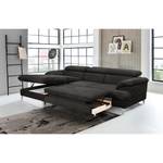 Ecksofa Coto II Microfaser - Schwarz - Longchair davorstehend links - Schlaffunktion - Bettkasten