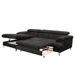 Ecksofa Coto II Microfaser - Schwarz - Longchair davorstehend links - Schlaffunktion - Bettkasten