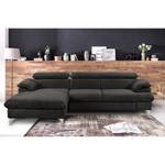 Ecksofa Coto II Microfaser - Schwarz - Longchair davorstehend links - Keine Funktion