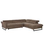 Ecksofa Manson Microfaser - Taupe - Ottomane davorstehend rechts - Schlaffunktion