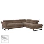 Ecksofa Manson Microfaser - Taupe - Ottomane davorstehend rechts - Schlaffunktion