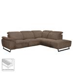 Ecksofa NoHo Microfaser - Taupe - Ottomane davorstehend rechts - Keine Funktion