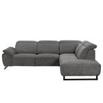 Ecksofa NoHo Microfaser - Grau - Ottomane davorstehend rechts - Relaxfunktion