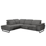 Ecksofa NoHo Microfaser - Grau - Ottomane davorstehend links - Relaxfunktion