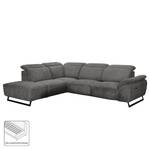 Ecksofa NoHo Microfaser - Grau - Ottomane davorstehend links - Relaxfunktion