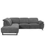 Ecksofa NoHo Microfaser - Grau - Ottomane davorstehend links - Relaxfunktion