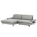 Ecksofa Gorman Microfaser - Lichtgrau - Longchair davorstehend links - Keine Funktion